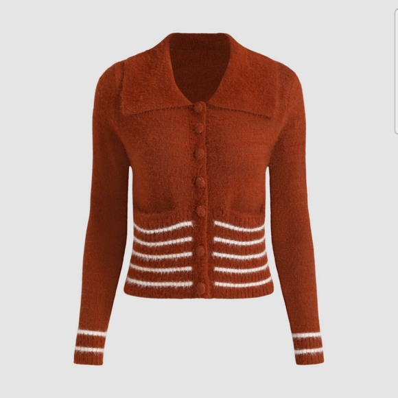 Cider Sweaters Cider Retro Cardigan Top Rust Large Fits Like Medium